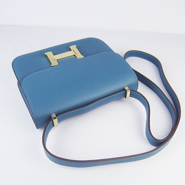 7A Hermes Oxhide Leather Message Bag Middle Blue H017 - Click Image to Close